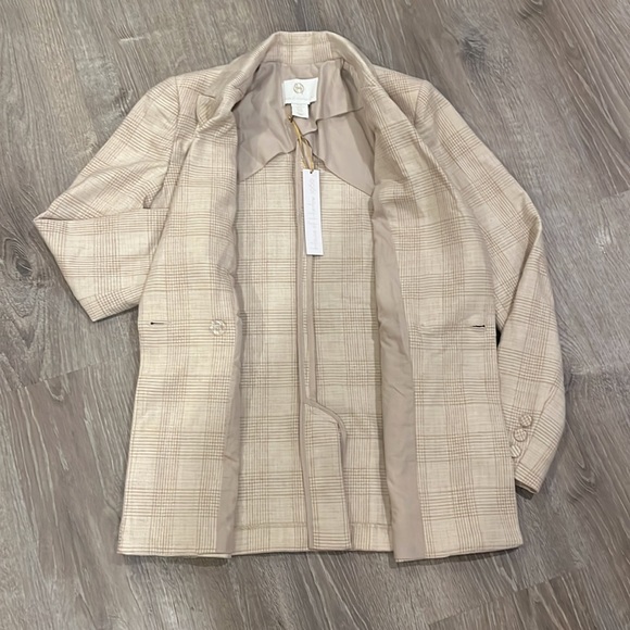 NWT House of Harlow 1960 Tan and Cream Plaid Blazer Sz XS - Picture 5 of 7